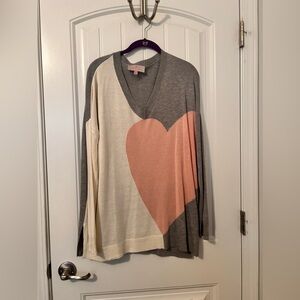 Great cream with pink heart size large long sleeve